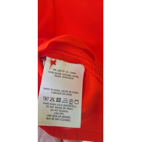 Maeve by Anthropology Front Tie Button Down Blouse Top Shirt Red Size 8 M Rayon - Picture 8 of 10